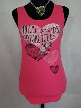 Harley-Davidson Hot Pink Hearts Logo Tank Top
